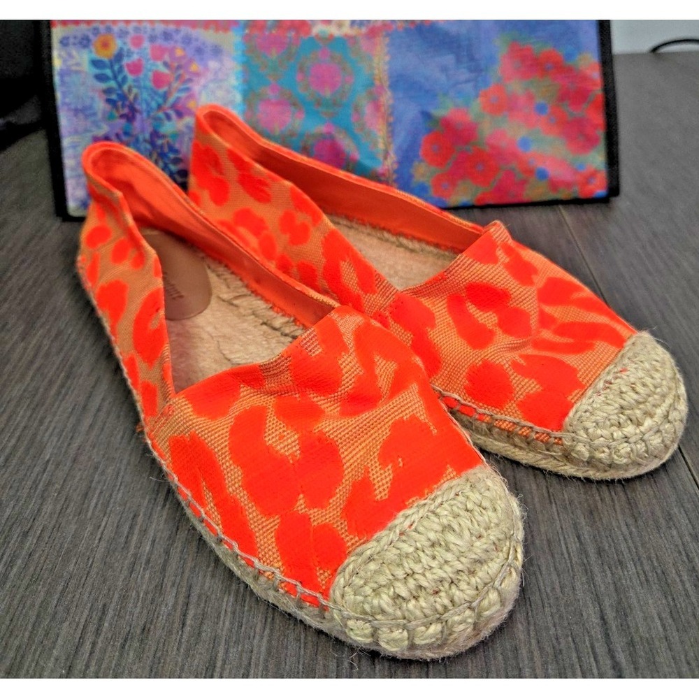 Juicy Couture Neon ORANGE GIGI Cheetah Canvas Espadrille Flats 8M $198